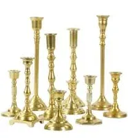 Koyal Wholesale Gold Mixed Taper Candle Holder Set of 10