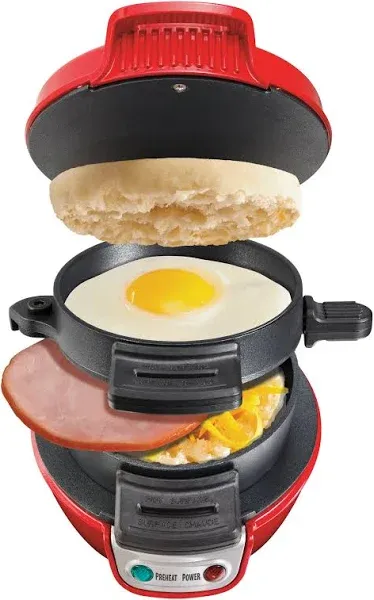 Hamilton Beach #25476 Breakfast Sandwich Maker Red New At Home Fast Food