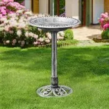 VivoHome  28&#034; high Outdoor Garden Birdbath Blue Polyresin