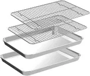 Quarter Sheet Pan with Cooling Rack Set 2 Baking Sheets + 2 Baking Racks Stai...