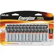 Energizer Max Alkaline AA Batteries - 36 / Pack