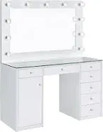 Coaster A Cena 7-Drawer Glass Vanity Desk with Lighting