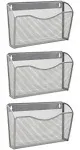 EASEPRES Mesh 3 Pockets File Organizer Hanging File Organizer Vertical Wall File Organizer Holder Rack, Silver