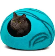 Premium Felt Cat Bed Cave - Handmade 100% Merino Wool Bed for Cats and Kitten...