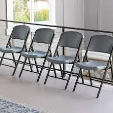 LIFETIME Commercial Grade Folding Chairs, 6 Pack, Plastic, White Granite