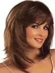 Auflaund Fashion Bob Middle Length Straight Layered Brown Hair Wigs for Women Cosplay + Wig Cap