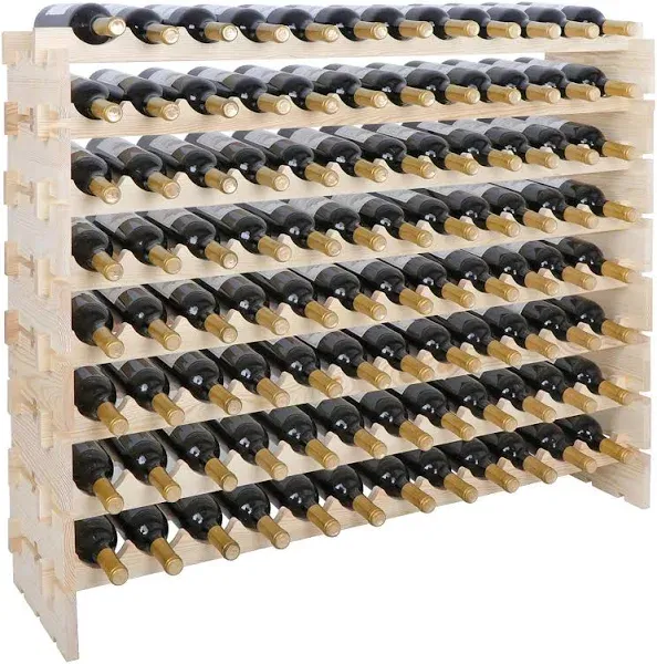 Zenstyle 96 Bottles Wine Rack, 8-Tier Wooden Stackable Wine cellar Racks, Wine Storage Racks Countertop, Free Standing Wine Bottle Stand Holder