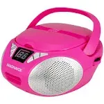 Magnavox MD6924-PK Portable Top Loading CD Boombox with AM/FM Stereo Radio in Pink | CD-R/CD-RW Compatible | LED Display | Aux Port Supported | Progr