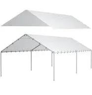 DWALE 10 x 20 ft Carport,Replacement Canopy Cover Garage Top Tent White