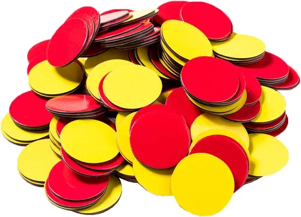 Dowling Magnets Magnetic Two-Color Counters (Red/Yellow, 1 inch Diameter Each), Set of 200. Item 732190. Counters for Kids Math/Math Counters for Kids/Magnetic Math Manipulatives/Montessori Math