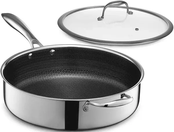 HexClad 5.5QT Hybrid Deep Sauté Pan with Lid