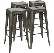 Furmax 30 Inches Gun Metal Bar Stools High Backless Stools Indoor-Outdoor Stackable Stools(Set of 4)