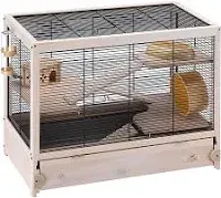 HAMSTERVILLE Hamster Habitat Cage, Sturdy Wooden Structure, Black