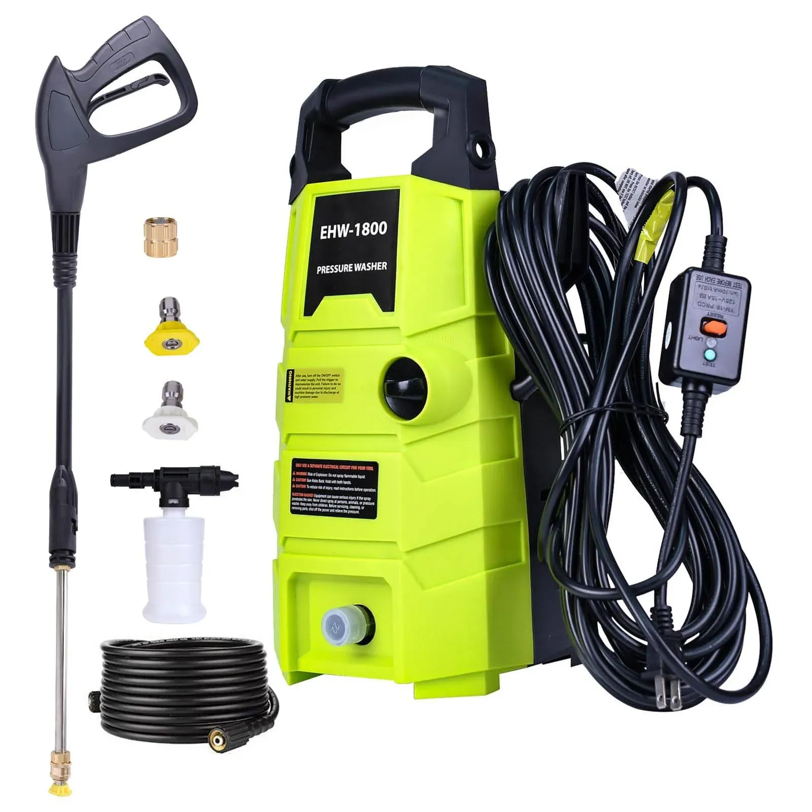 Electric Pressure Washer 1800PSI 1.6GPM Power Washer w/20FT Hose 35FT Power Cord