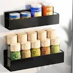 2 PACK Kitchen Spice Rack Magnetic Storage Organizer Black NIB