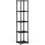 Furinno Turn-N-Tube 5-Tier Corner Square Rack Display Shelf, French Oak Grey/Black