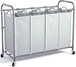 ROMOON 4 Bag Laundry Sorter Cart, Laundry Hamper Sorter with Heavy Duty Rolling