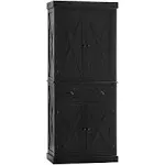 Freestanding Modern Farmhouse 4 Door Kitchen Pantry Cabinet, Storage Cabinet Organizer with 6-Tiers, 1 Drawer and 4 Adjustable Shelves, Black