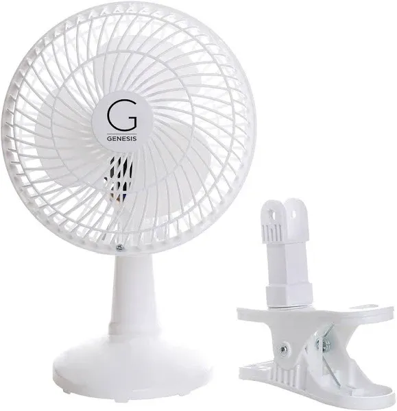 Genesis 6-Inch Clip Convertible Table-Top Clip Fan Two Quiet Speeds