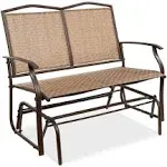 Best Choice Products 2-Person Patio Loveseat Glider Bench Rocker for Deck, Porch - Brown