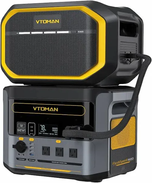 VTOMAN 3096Wh Portable Power Station with Extra Battery, 1500W (3000W Peak) LFP Battery Generator with Up to 12 Outputs, for Home Use, Outdoors, RV, Camping, Hunting, Traveling, Blackout Emergencies