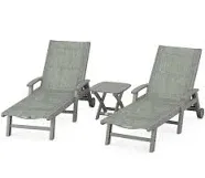 POLYWOOD Coastal 3-Piece Wheeled Chaise Set