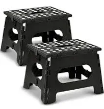 Handy Laundry Folding Lightweight Step Stool is Sturdy Enough to Support Adults and Safe Enough for Kids. Opens Easy with One Flip. Great for Kitchen, Bathroom or Bedroom. (Black | 2-Pack)