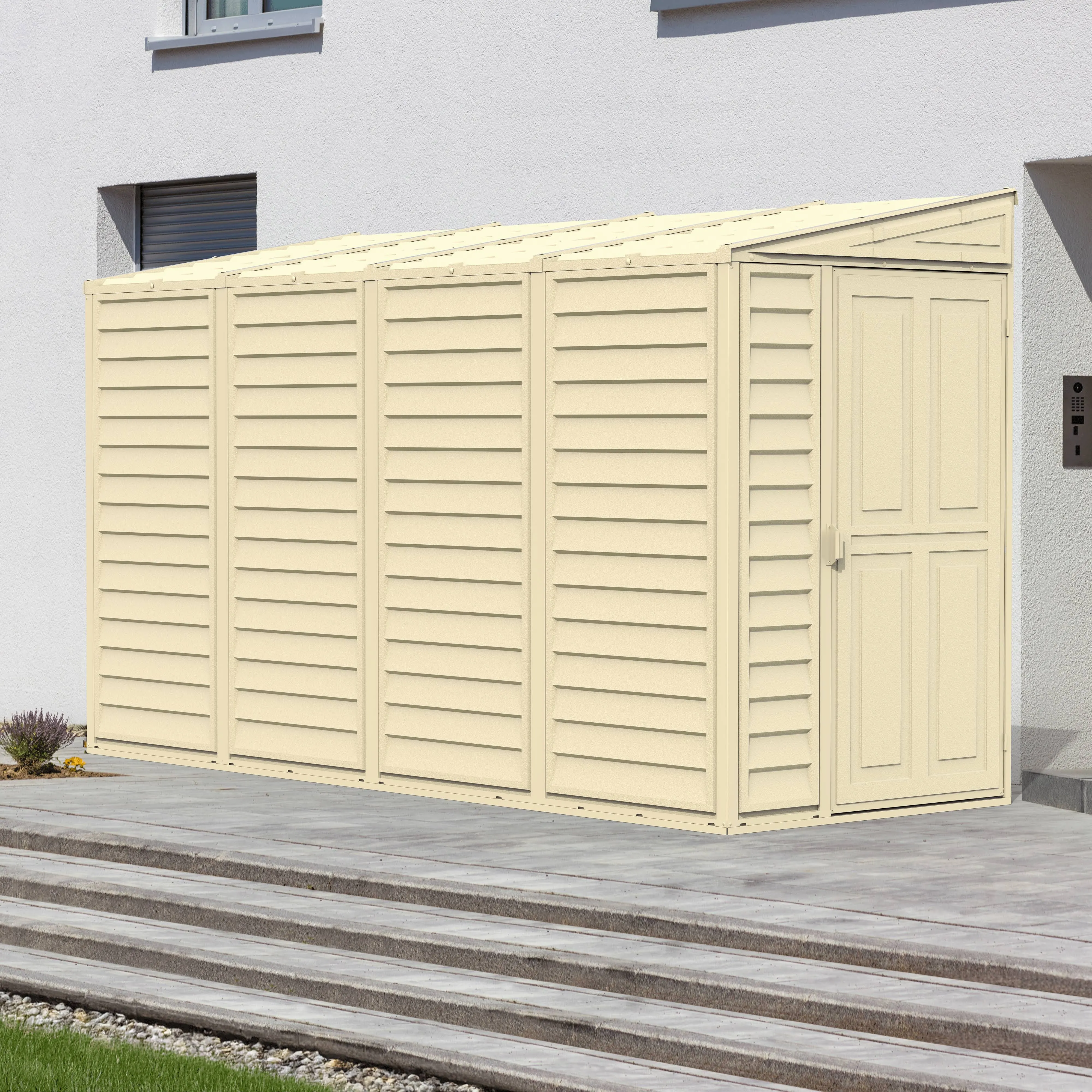 Duramax Vinyl Shed 4x10 SideMate with Foundation Kit