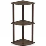 Furinno Turn-N-Tube Wood 3-Tier Corner Display Rack in Walnut/Brown