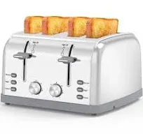 4 Slice Retro Stainless Steel Toaster