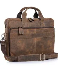 Leather briefcase 18 Inch Laptop Messenger Bags for Men and Women Large, Tan 