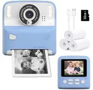 Kids Camera Instant Print Photos,Boys/Girls HD Digital Video Portable-32GB Card