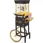 Nostalgia 53 inch Vintage 8 Ounce Commercial Popcorn Cart - Black