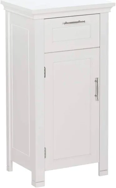  06-037 Somerset Single Door Floor Storage White Cabinet