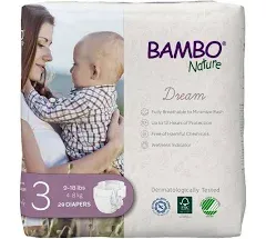 Bambo Nature Dream Baby Baby Diaper Size 4 15 to 31 lbs. 1000016926 27 Ct