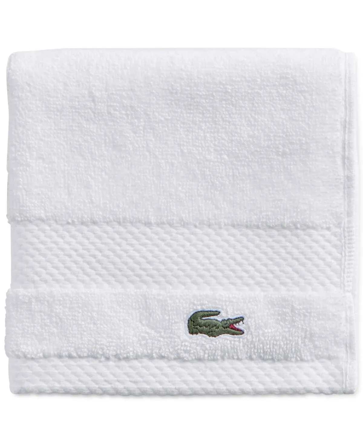 Lacoste Heritage Supima Cotton Wash Cloth, White, 13" x 13"