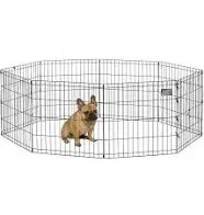 Foldable Metal Dog Exercise Pen / Pet Playpen, Gold Zinc W/ Door, 24&#039;W X 24&#039;H