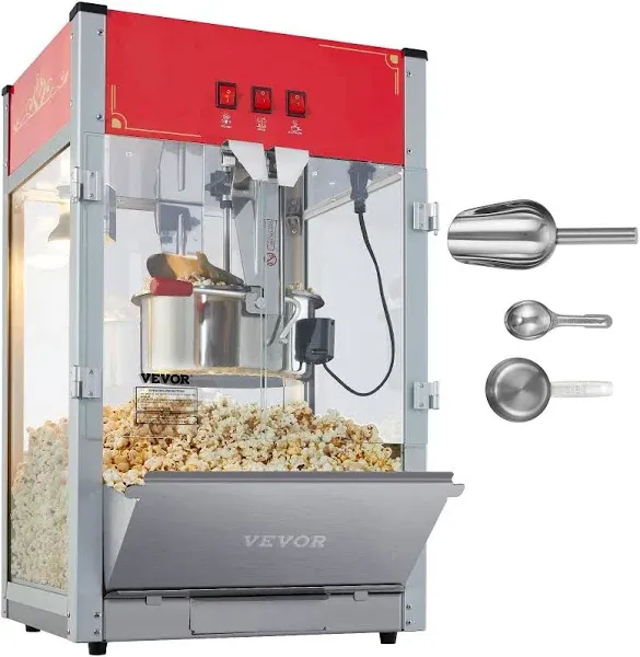 VEVOR Commercial Popcorn Machine, 12 oz Kettle, 1440 W Countertop Popcorn Maker for 80 Cups per Batch, Theater Style Popper with 3-Switch Control