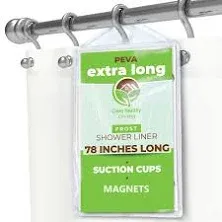 XL Heavy Duty PEVA White Shower Curtain Liner with Suction Cups - 70 X 78 In. Lo