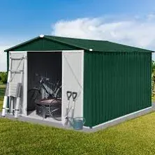 10ft x 8ft Shed Storage Garden,Metal Outdoor Storage Sheds with Vents,Hinged Door and Padlock,Practical Tool Storage shed for Storing Bicycles,Lawnmowers,Barbeques and Garden Tools