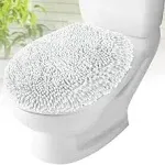 MAYSHINE Plush Shaggy Standard Toilet Seat Lid Cover (White) | Fuzzy Chenille...