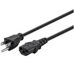 Monoprice Power Cord - NEMA 5-15P to IEC 60320 C13, 14AWG, 15A/1875W, 3-Prong, Black, 6ft, 6-Pack