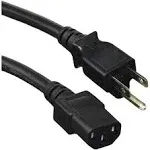 Monoprice Power Cord - NEMA 5-15P to IEC 60320 C13, 16AWG, 13A/1625W, 3-Prong, Black, 3ft, 6-Pack