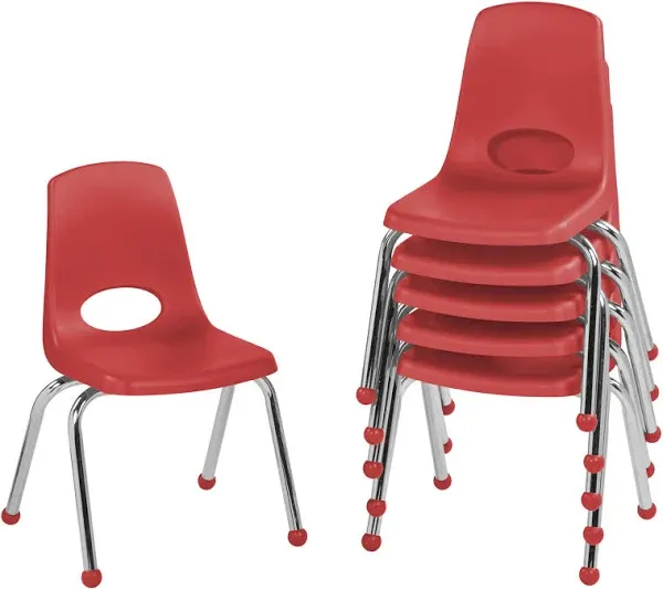 10363-PU 14&#034; School Stack Chair, Stacking Student Seat with Chromed Steel Legs a