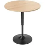 Magshion 31.5" Round Bar Table, Height-Adjustable Bar Table 27.5"- 36", Bistro Pub Table with Enlarge Base for Living Room Dining Room, Natural