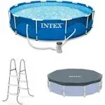 Intex | &quot;12&#039;x30&quot;&quot; Swimming Pool w/ Pump, Pool Ladder for 42&amp;#x201D; Wall, &amp; 12 Cover - Blue&quot; | Realry