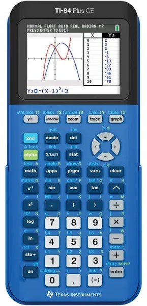 Texas Instruments Ti-84 Plus CE Graphing Calculator - Blue