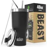 Greens Steel Beast 40 oz Tumbler Stainless Steel Vacuum Insulated Coffee Ice Cup Double Wall Travel Flask (Matte Black)