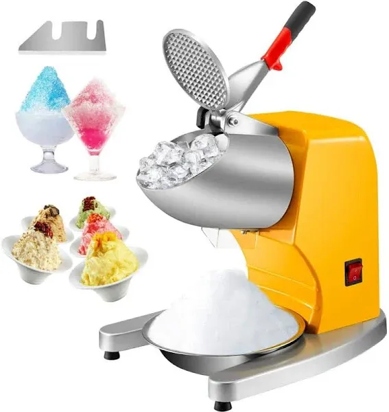 VEVOR Electric Ice Shaver Crusher 300W 1450 RPM Snow Cone Maker Machine with Dual Stainless Steel Blades