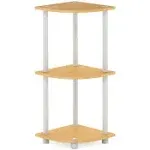 Furinno Turn-N-Tube Wood 3-Tier Corner Display Rack in Beech/Natural